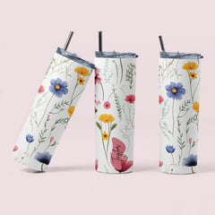 20oz Stainless Skinny Tumbler - Spring flowers