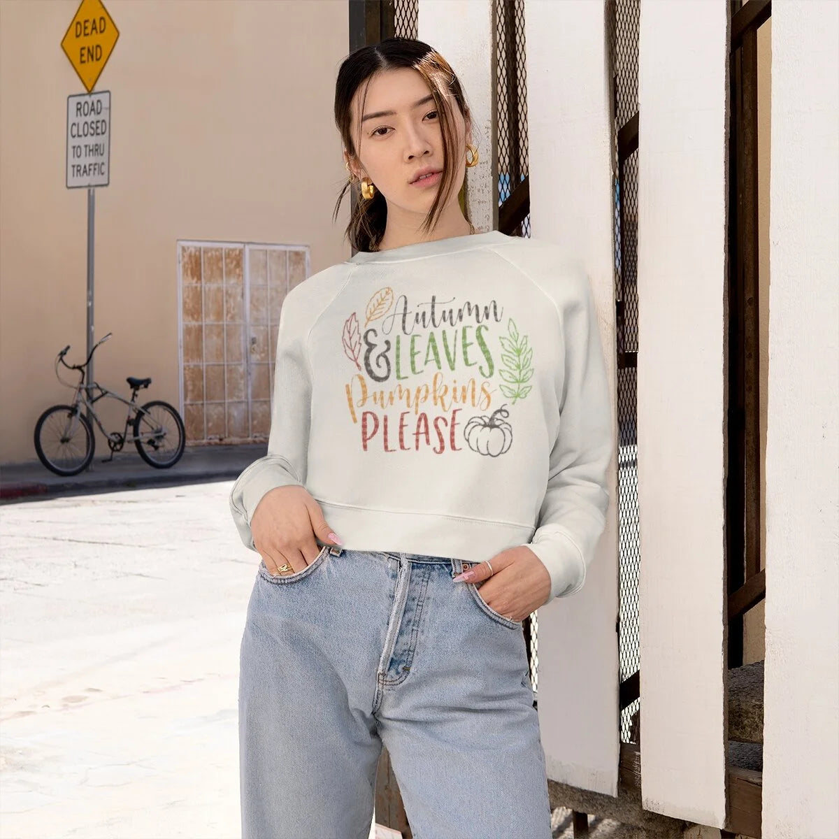 Fall Women's Cropped Fleece Pullover