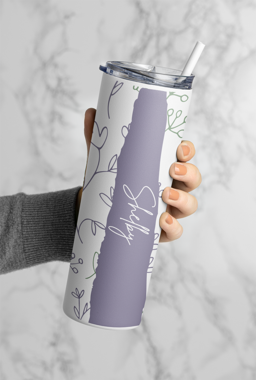 20oz Stainless Skinny Tumbler - Flower Lines