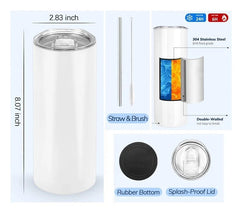 20oz Stainless Skinny Tumbler - Flower Lines Pink Aqua