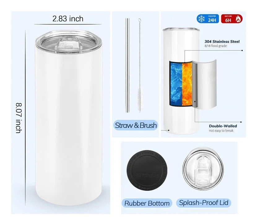 20oz Stainless Skinny Tumbler - Flower Lines
